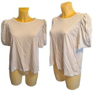 🌹3/15🌹A NEW DAY Solid White Poof Tied Short Sleeve Shirt